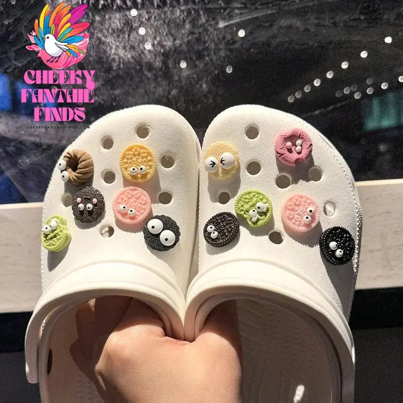 New Cute Hole Shoe Biscuit Dessert Flower Shoe Buckle Decoration DIY Sandals Slippers Accessories for Boy and Girl Gifts Cheeky Fantail Finds