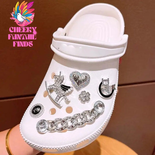 New DIY Cave Shoes Creative Silver Inlaid Diamond Shoes Accessories Charm Shoe Flowers Detachable Garden Shoes Decoration Gifts - Cheeky Fantail Finds