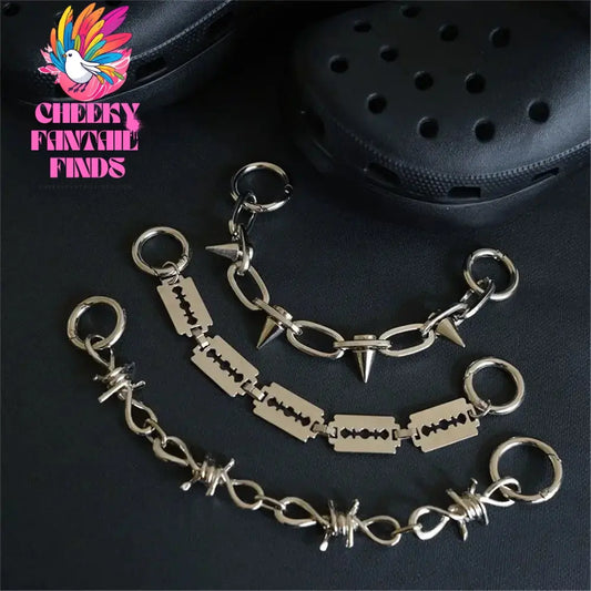 New Designer Shoe Charms Chain Fashion Gift Punk Pendant Metal Buckle Hip Hop Shoe Decoration Accessories Cheeky Fantail Finds