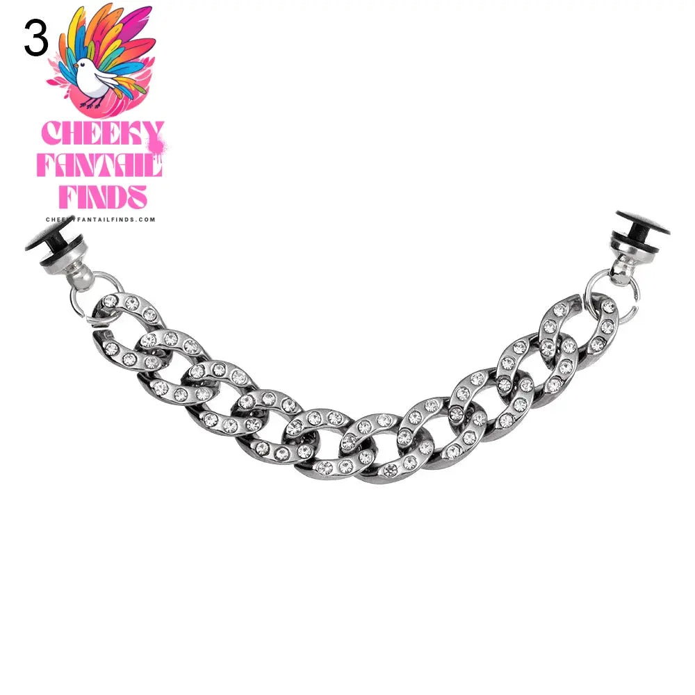 New Designer Shoe Charms Chain Fashion Gift Punk Pendant Metal Buckle Hip Hop Shoe Decoration Accessories Cheeky Fantail Finds