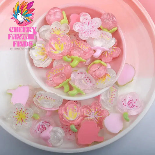 New Elegant Women DIY Hole Shoes Charms for Cute Sakura shoes Accessories White Pink All-match Shoe Decorations Fashion Bundle - Cheeky Fantail Finds