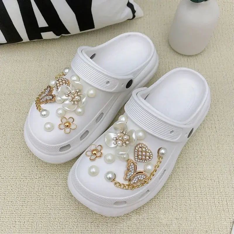 New Fashion Pearl Butterfly Flower Shoe Buckle Children Ladies Cute Cave Shoes Accessories Removable Shoe Buckle Set Hot Sale Cheeky Fantail Finds