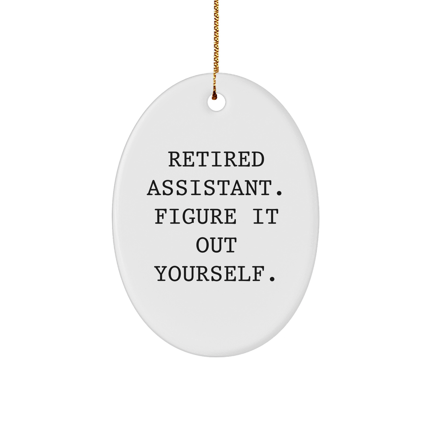 Funny Retired Assistant Gifts from Friends, Cute Oval Ornament for Christmas - Image 1