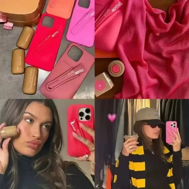 Original Rhode Phone Case for iPhone 11 12 13 14 15 16 Pro Max Plus Lipstick Soft Silicone Bumper Lip Gloss Holder Makeup Cover Cheeky Fantail Finds
