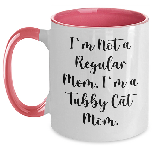 Funny Tabby Cat Mom Two Tone Coffee Mug Gifts from Family Friends Coworkers, Gifts for Tabby Cat Lovers Graduation Unique - Main