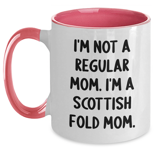 Funny Scottish Fold Cat Mom Gifts for Friends - Unique Two Tone Coffee Mug for Father's Day - Main