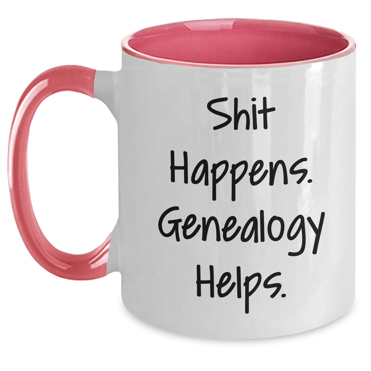 Funny Genealogy Gifts for Men, Shit Happens Two Tone Coffee Mug, Father's Day Unique Gifts from Family - Main
