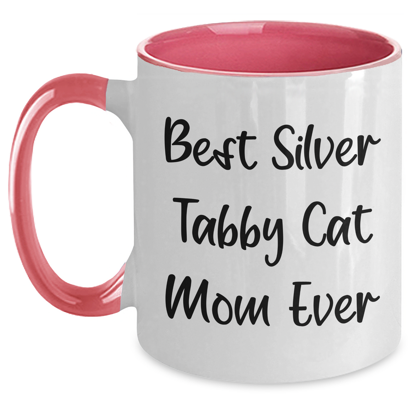 Funny Best Silver Tabby Cat Mom Ever Two Tone Coffee Mug | Unique Father's Day Unique Gifts for Cat Mom from Daughter | 11oz Ceramic Mug, Microwave and Dishwasher Safe - Main