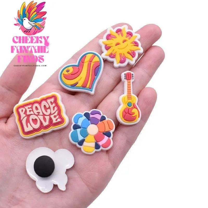 Peace Love Cartoon Hole Shoes Accessories PVC Shoe Buckle Cheeky Fantail Finds