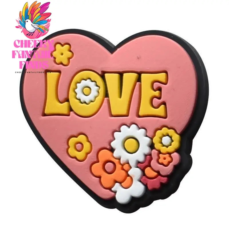 Peace Love Cartoon Hole Shoes Accessories PVC Shoe Buckle Cheeky Fantail Finds