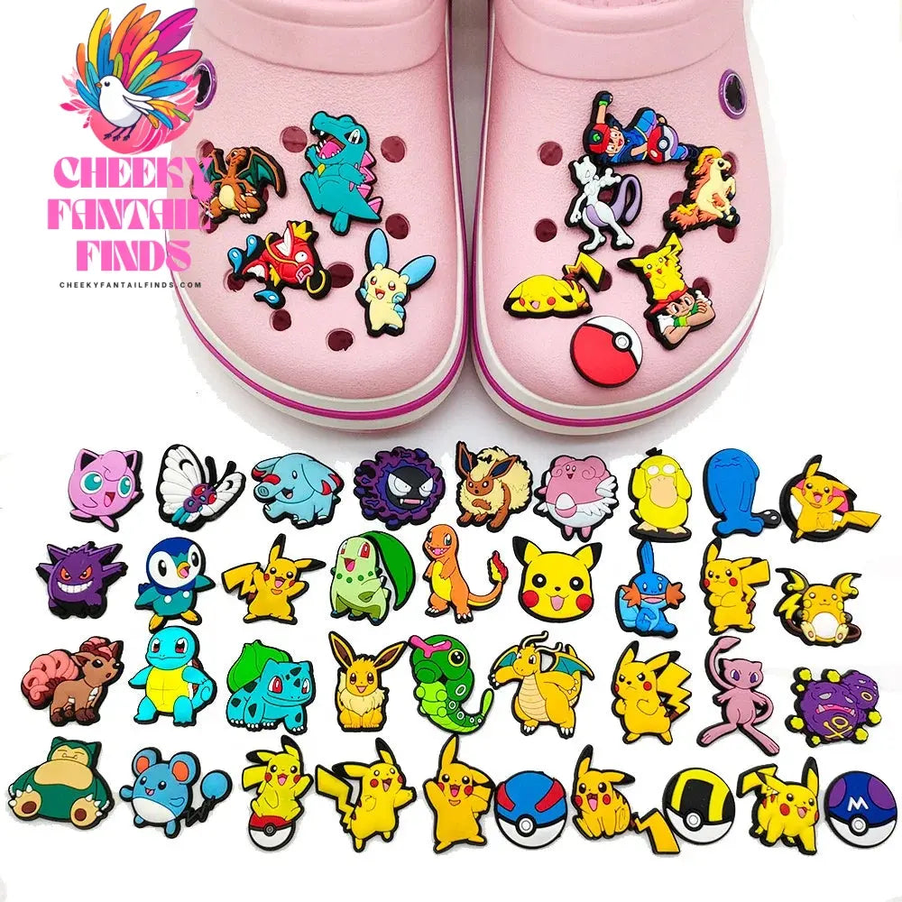 Pokemon Pikachu Shoes Charms for Clogs Sandals Decoration PVC Cartoon Shoe Accessories Charms for Friends Gifts - Cheeky Fantail Finds