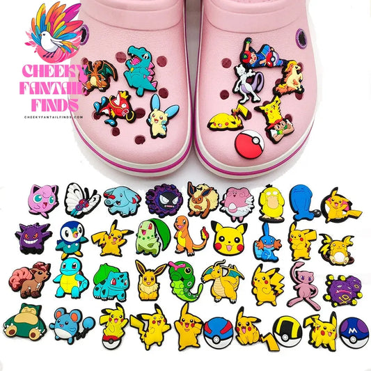 Pokemon Pikachu Shoes Charms for Clogs Sandals Decoration PVC Cartoon Shoe Accessories Charms for Friends Gifts - Cheeky Fantail Finds
