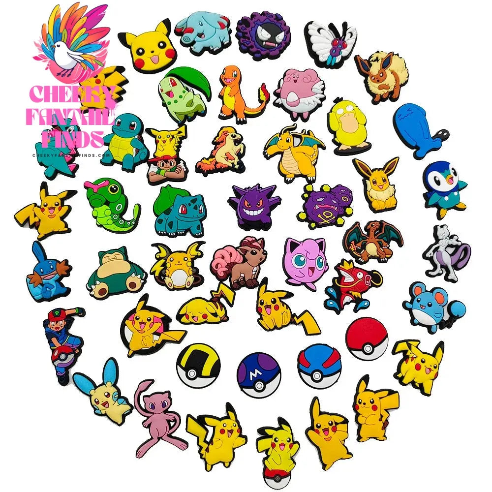 Pokemon Pikachu Shoes Charms for Clogs Sandals Decoration PVC Cartoon Shoe Accessories Charms for Friends Gifts - Cheeky Fantail Finds