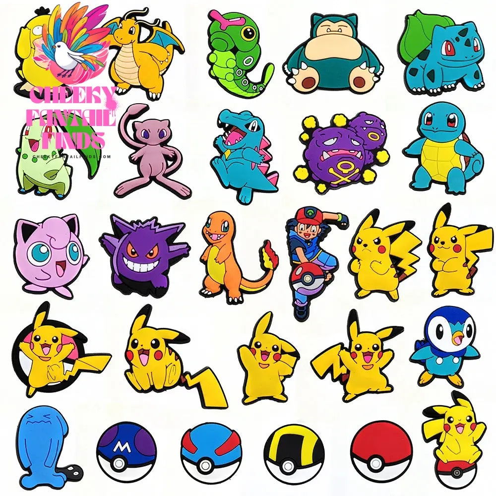 Pokemon Pikachu Shoes Charms for Clogs Sandals Decoration PVC Cartoon Shoe Accessories Charms for Friends Gifts - Cheeky Fantail Finds