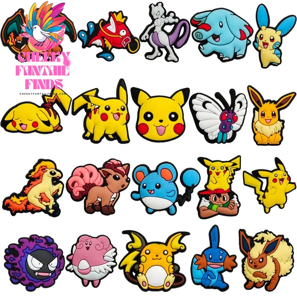 Pokemon Pikachu Shoes Charms for Clogs Sandals Decoration PVC Cartoon Shoe Accessories Charms for Friends Gifts - Cheeky Fantail Finds