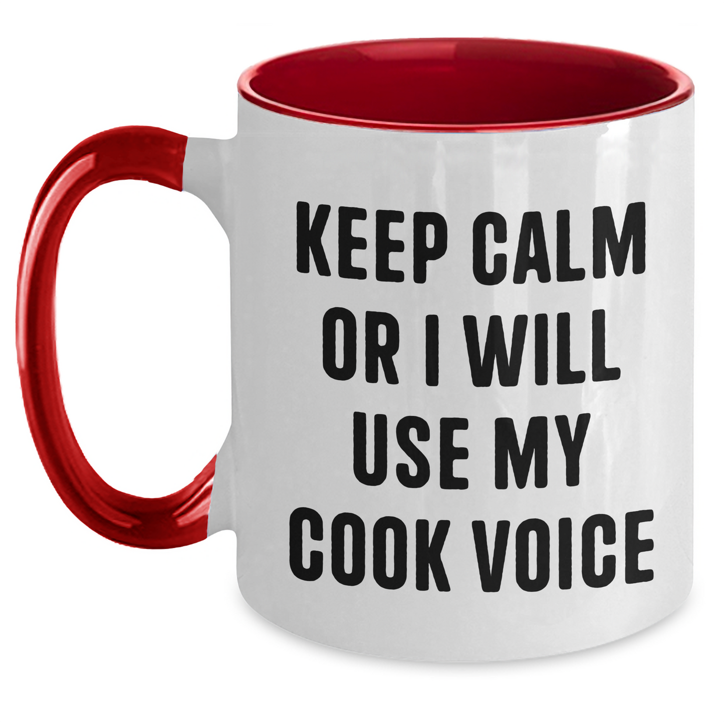 Funny Cook Gifts for Men, Keep Calm Or I Will Use My Cook Voice, Two Tone Coffee Mug, Father's Day Unique Gifts from Family - Main