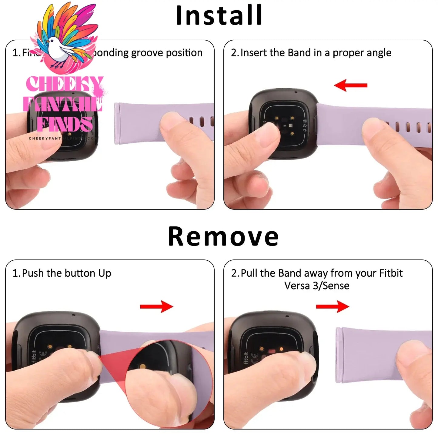 Replacement Watch Strap for Fitbit Versa 3/Versa 4 Band Watchband Bracelet for Fitbit Sense Sense 2 Strap Wristband Accessories Cheeky Fantail Finds