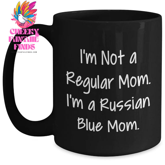 Russian Blue Cat Mom Black Coffee Mug, Funny Gifts from Mom, Gifts for Russian Blue Cat Lovers on Father's Day, Unique Mugs for Men - Main