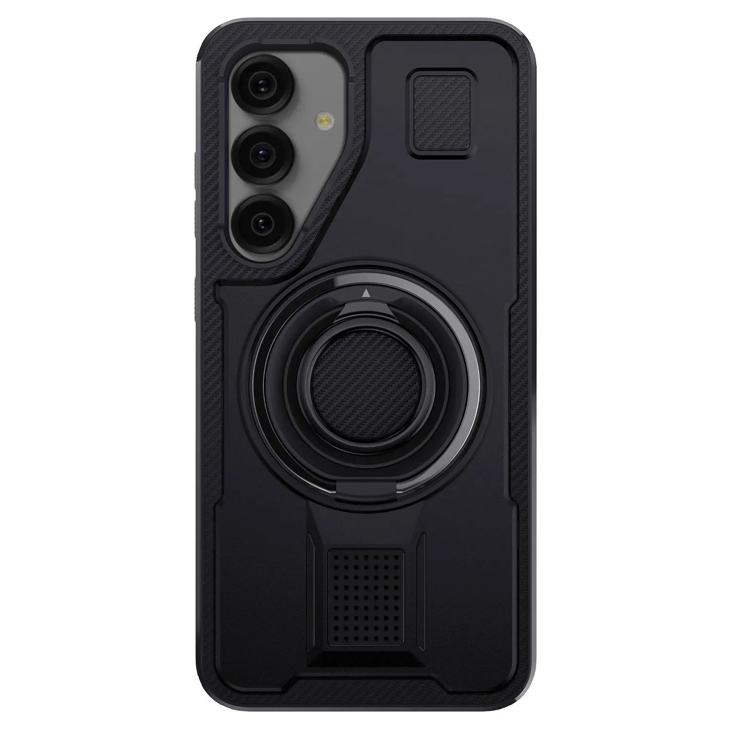 For Samsung Galaxy S25 S25 Plus S25 Ultra 5G Phone Case Hybrid Shockproof Double Ring Kickstand Rugged Cover Black