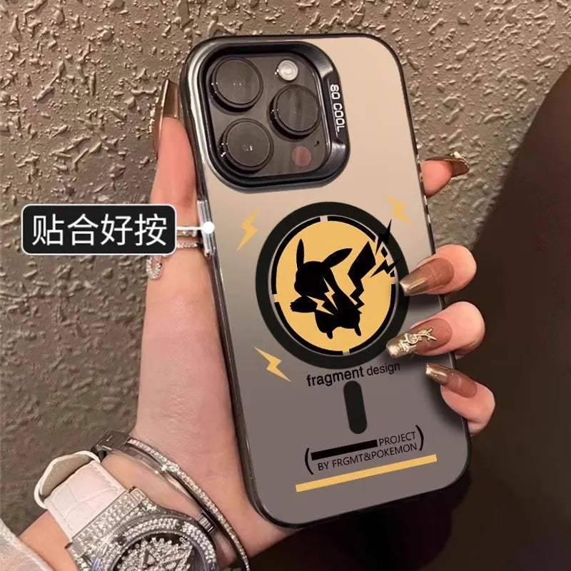 Cute POKEMONS PIKACHU Phone Case for iPhone 11 12 13 14 15 16 Pro Max 16pro 3D Cartoon relief Magsafe Magnetic Cover