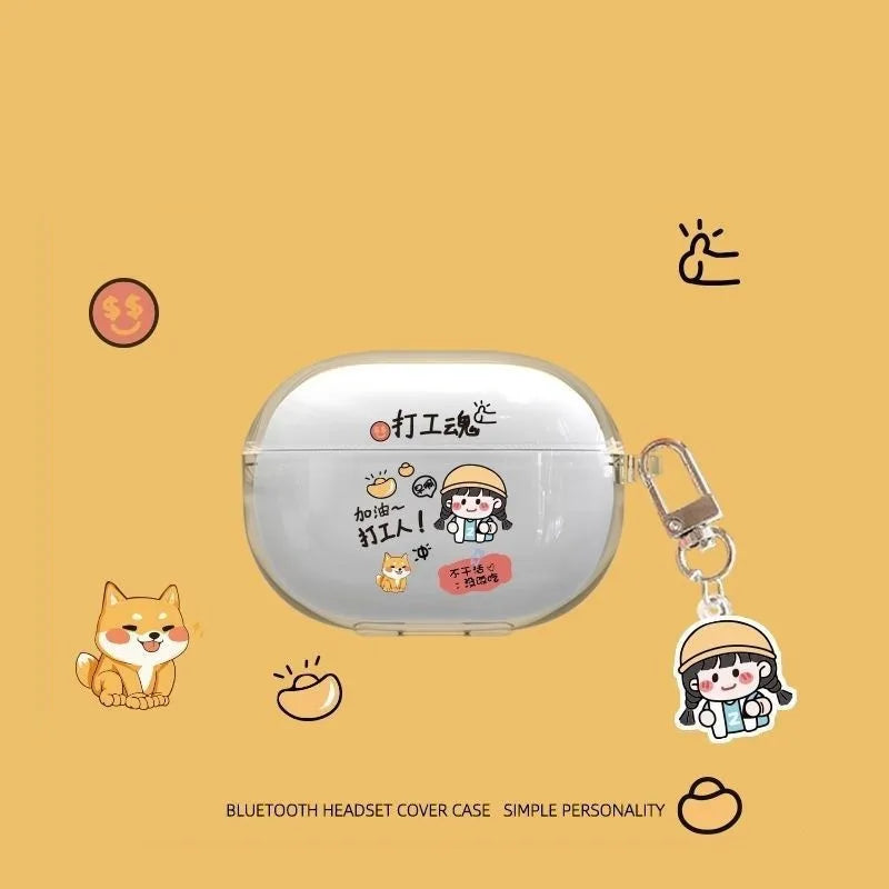 Cute Cartoon Role Earphone Protective Case for Redmi Buds 4 Pro Soft Clear Headphone Protect Cover Redmi Buds4 Pro with Pendant