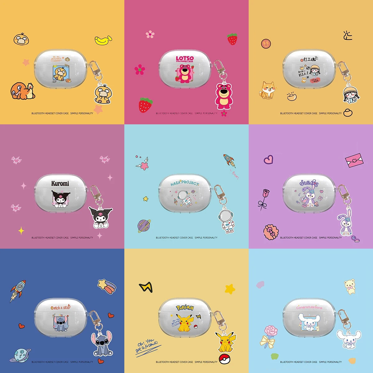 Cute Cartoon Role Earphone Protective Case for Redmi Buds 4 Pro Soft Clear Headphone Protect Cover Redmi Buds4 Pro with Pendant