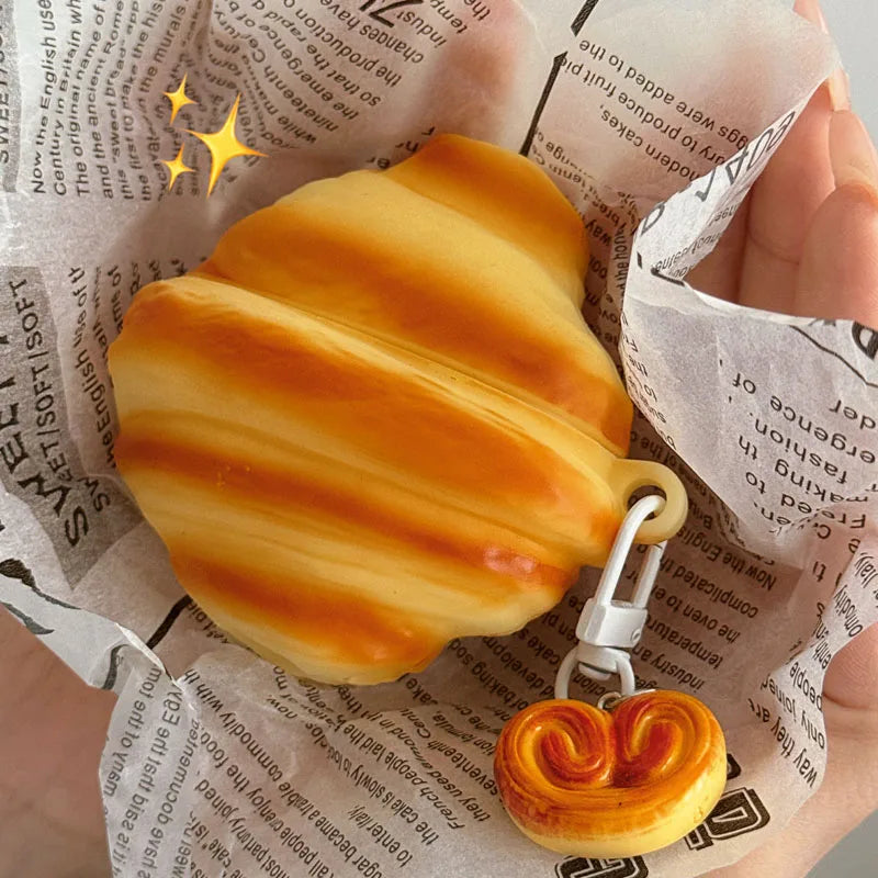 3D Croissant Bread Suitable For Airpods Protective Cover Airpods Pro Headphone Cover Airpods 2 Wireless Bluetooth Airpods 3