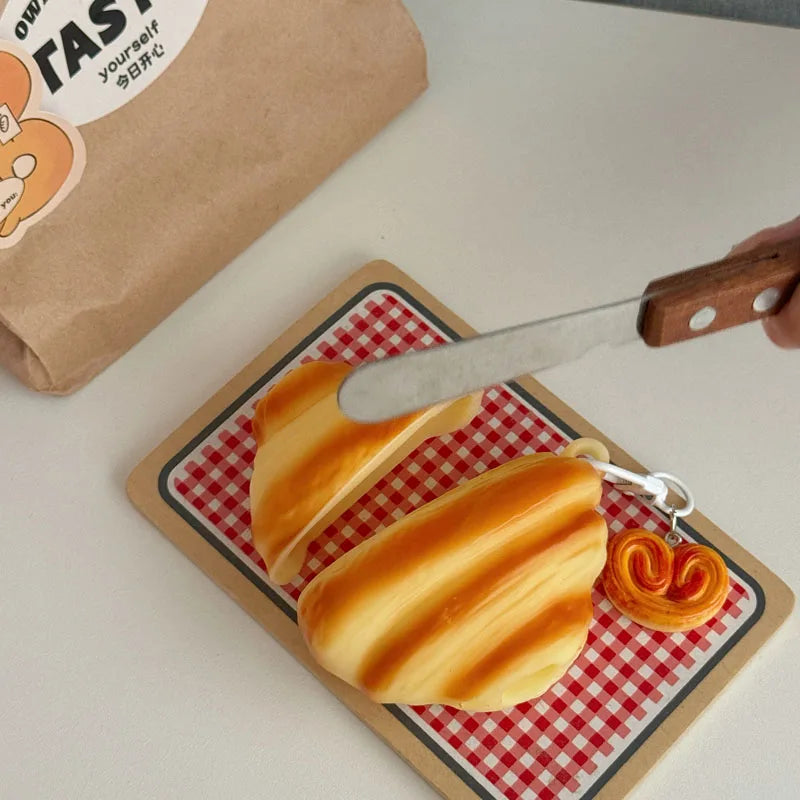 3D Croissant Bread Suitable For Airpods Protective Cover Airpods Pro Headphone Cover Airpods 2 Wireless Bluetooth Airpods 3