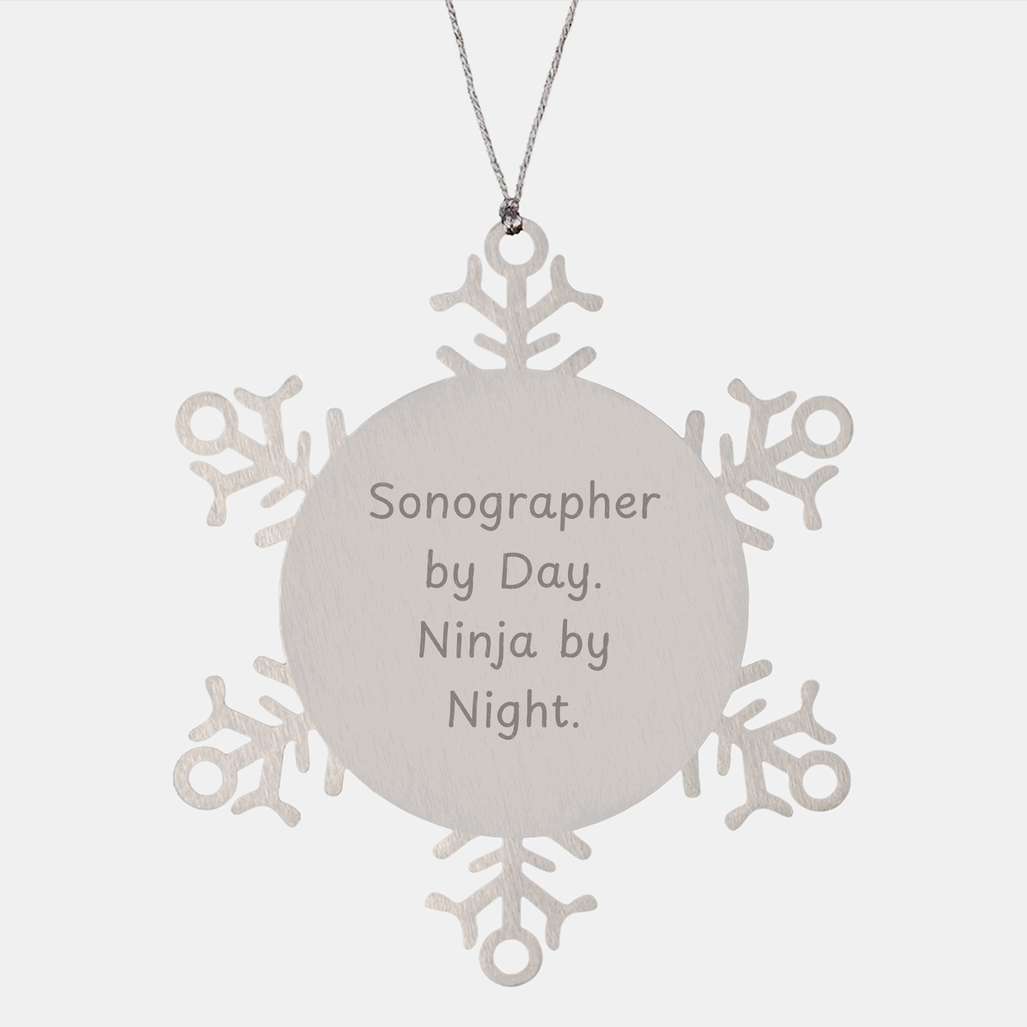 Sonographer Gifts: Funny Snowflake Ornament for Christmas - Unique Presents for Sonographers By Day Ninja By Night - Shatterproof Stainless Steel Decorations - Image 1