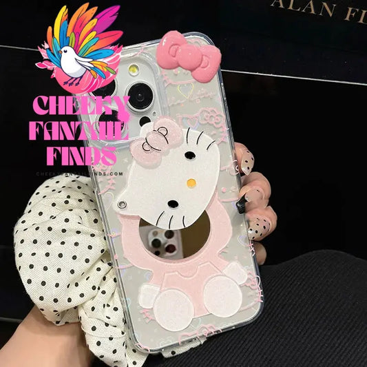 Sanrio Hello Kitty Bow Kawaii Holder Phone Case For iPhone 16 15 14 12 13 11 Pro Max XR XS MAX 7 8 PLUS MINI Y2K Bow Laser Cover Cheeky Fantail Finds