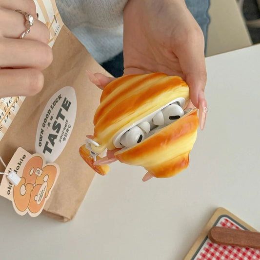 3D Croissant Bread Suitable For Airpods Protective Cover Airpods Pro Headphone Cover Airpods 2 Wireless Bluetooth Airpods 3