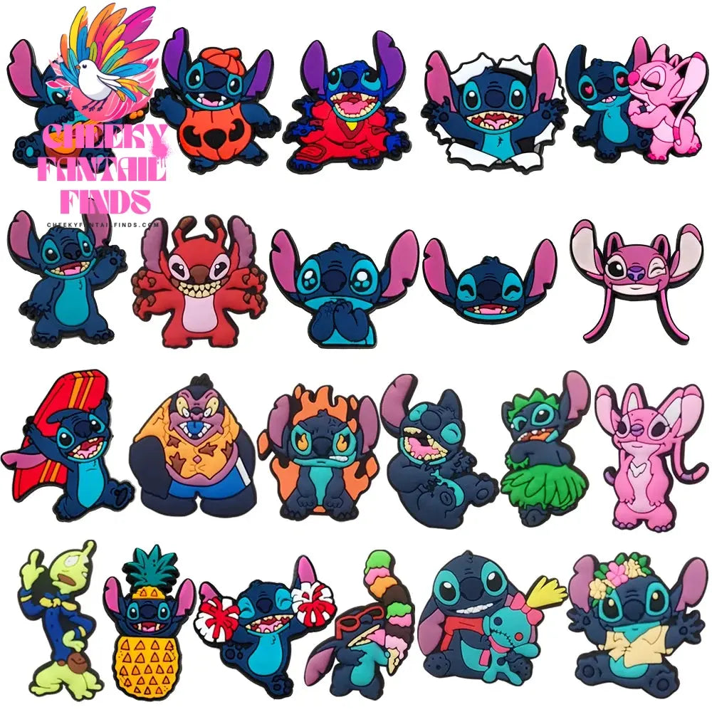 Set Series Shoes Charms PVC Cartoon Mickey Stitch Shoe Accessories Sandals Decoration Buckle Kids Friends Gifts Cheeky Fantail Finds