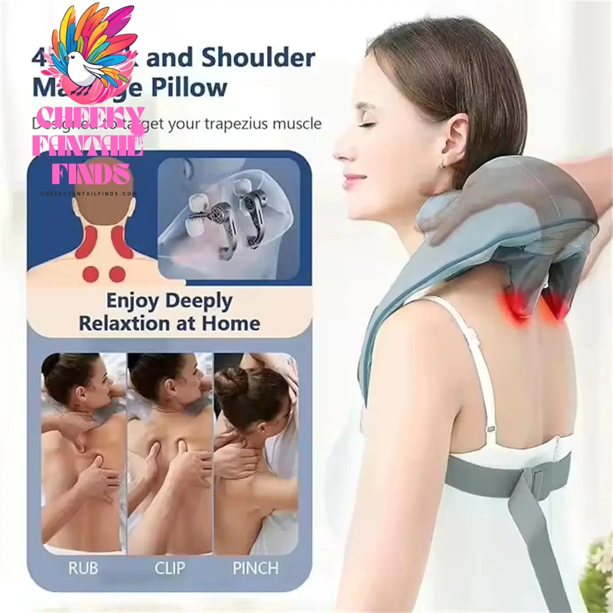 Shiatsu Neck And Back Massager With Soothing Heat Wireless Electric Deep Tissue 5D Kneading Massage Pillow Shoulder Leg Body Cheeky Fantail Finds