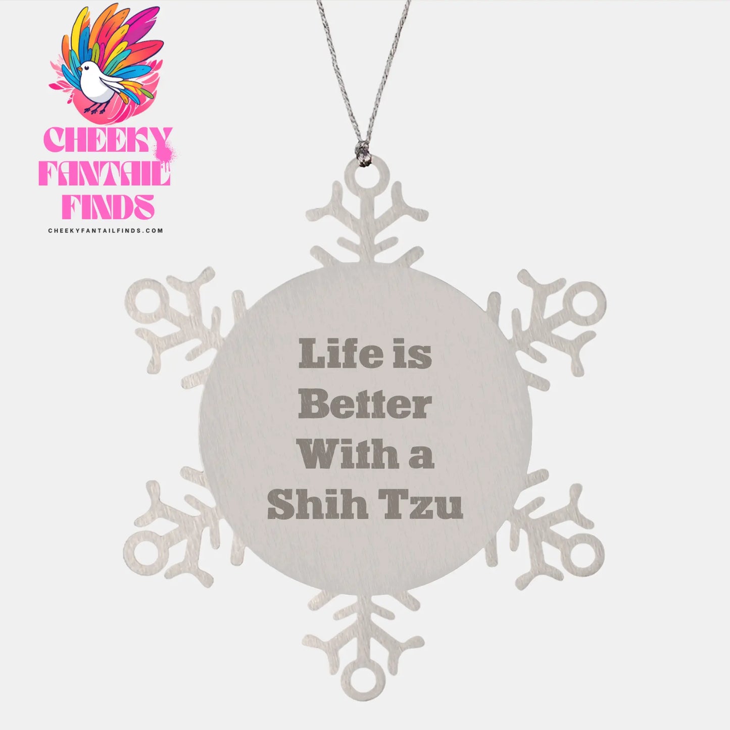 Shih Tzu Dog Lovers Funny Gifts for Christmas - Shih Tzu Dog Ornament with Quote - Life is Better with a Shih Tzu Gift Idea for Friends and Family - Unique Shih Tzu Dog Snowflake Ornament - Image 1