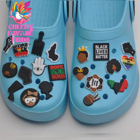 Shoe Charms Black Lives Matter PVC Cartoon Portraits Shoe Accessories for boys girls adults gifts Cheeky Fantail Finds