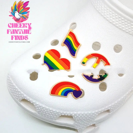 Shoes Accessories PVC Rainbow Flag Shoe Buckle Cute Cartoon Cheeky Fantail Finds
