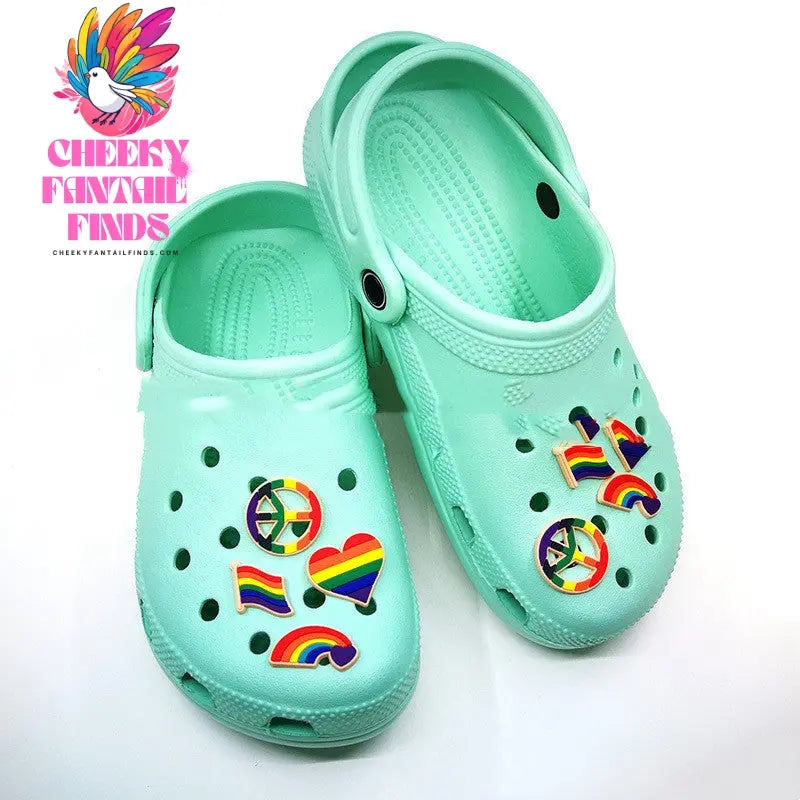 Shoes Accessories PVC Rainbow Flag Shoe Buckle Cute Cartoon Cheeky Fantail Finds