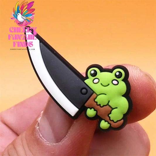 Single Sale 1pcs Funny Frogs PVC Shoe Buckle Decorations Lazy Dog Knife Penguin Upper Charms Shoe Pins Accessory Fit Kids Gifts Cheeky Fantail Finds