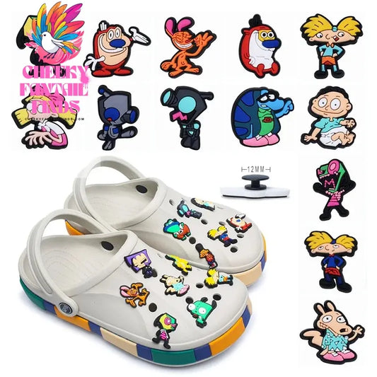 Single Sale 1pcs PVC Cartoon Shoe Charm Boy Girl Horse Man Shoe Accessories Clog Decorations for Kids Party X-mas Gift Cheeky Fantail Finds