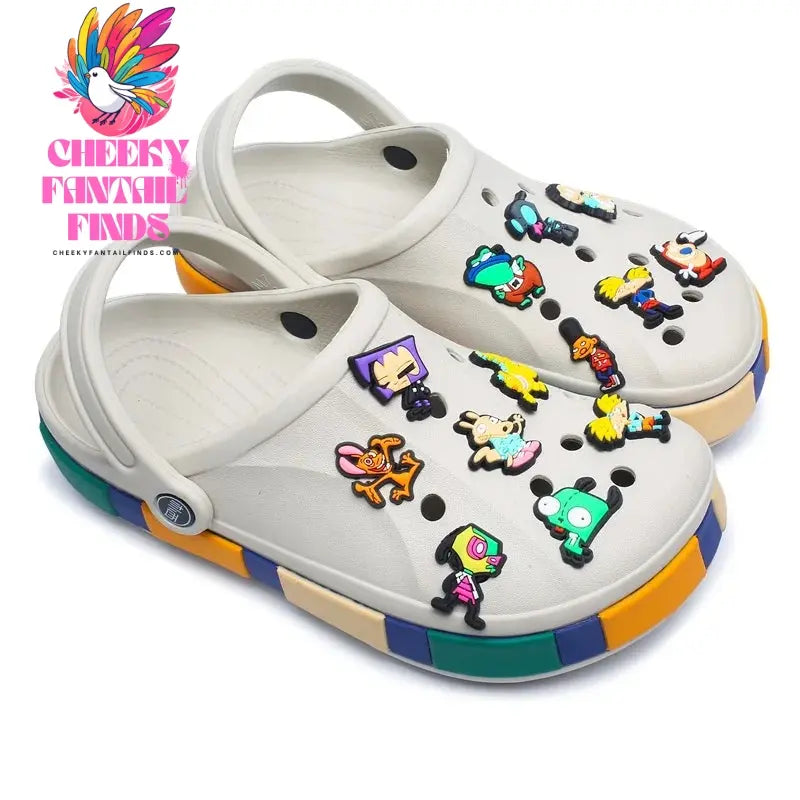 Single Sale 1pcs PVC Cartoon Shoe Charm Boy Girl Horse Man Shoe Accessories Clog Decorations for Kids Party X-mas Gift Cheeky Fantail Finds