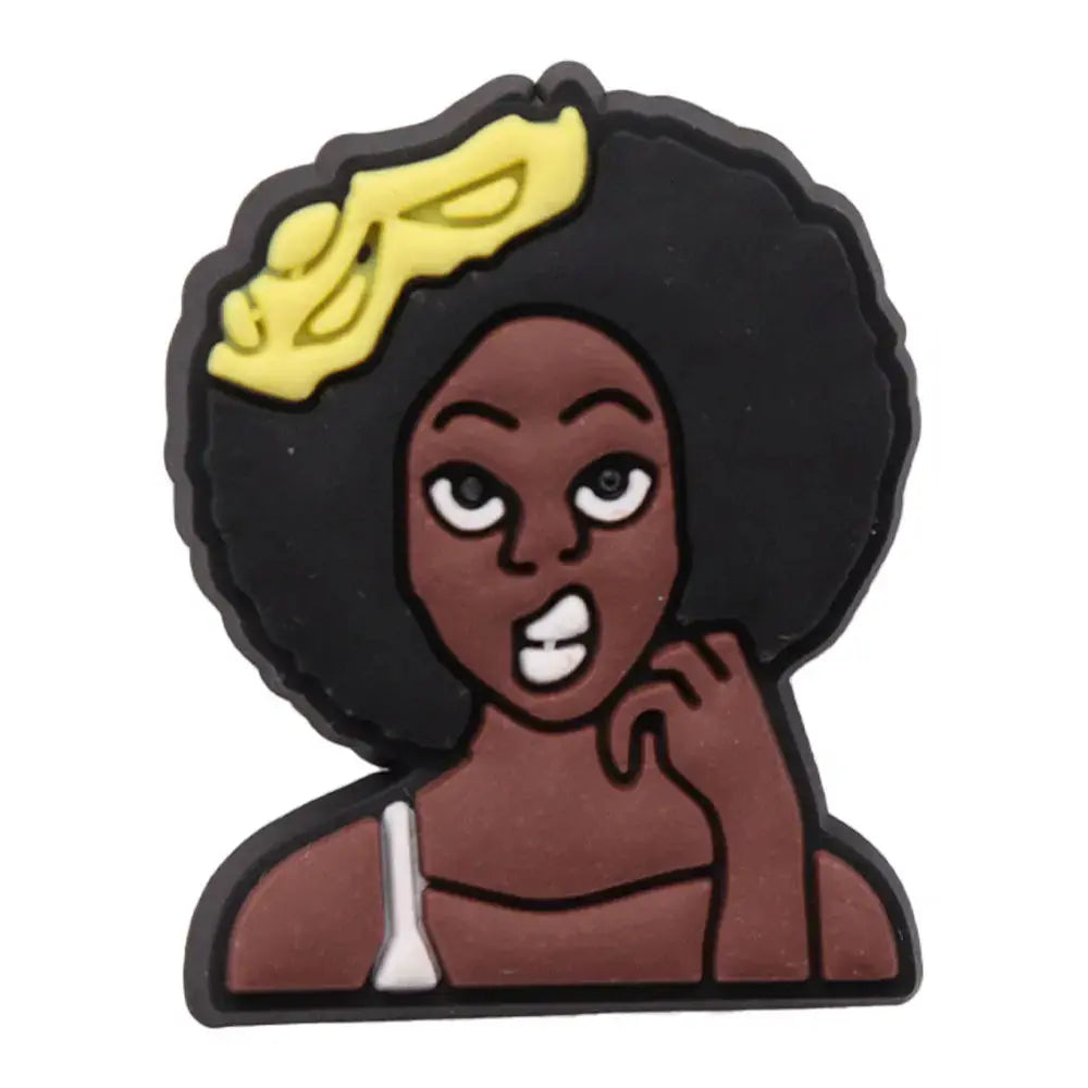 Single Sale 1pcs PVC Shoe Charms Black Girl Magic BLM Queen Hand Melanin Poppin Buckle Clog Decorations for Bands Xmas Gifts Cheeky Fantail Finds