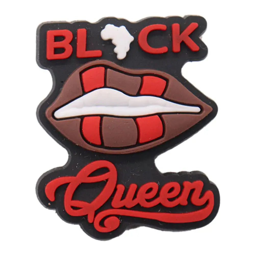 Single Sale 1pcs PVC Shoe Charms Black Girl Magic BLM Queen Hand Melanin Poppin Buckle Clog Decorations for Bands Xmas Gifts Cheeky Fantail Finds