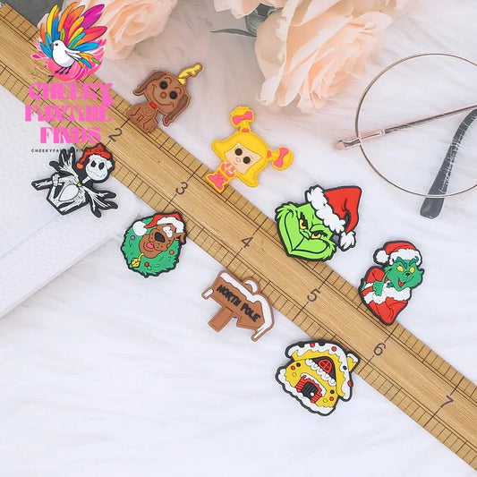 Single Sale Christmas Series Xmas Tree Shoe Charms Accessories Decorations PVC Classic Clog Buckle for Kids Party Xmas Gifts Cheeky Fantail Finds