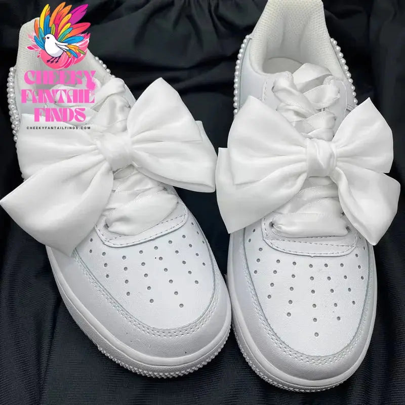 Single Sale White Pink Bowknot Shoe Decoration Charms Accessorie Satin Ribbon DIY Canvas Sneakers Shoe Buckle Wholesale Cheeky Fantail Finds
