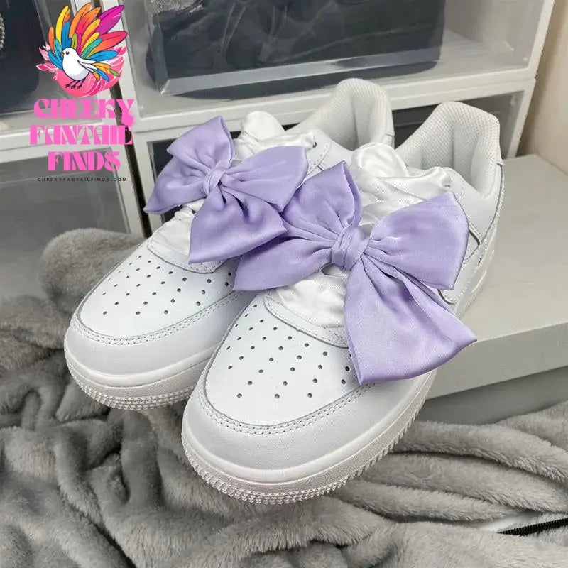 Single Sale White Pink Bowknot Shoe Decoration Charms Accessorie Satin Ribbon DIY Canvas Sneakers Shoe Buckle Wholesale Cheeky Fantail Finds