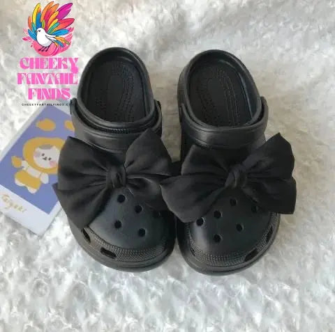 Single Sale White Pink Bowknot Shoe Decoration Charms Accessorie Satin Ribbon DIY Canvas Sneakers Shoe Buckle Wholesale Cheeky Fantail Finds