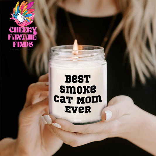 Smoke Cat Gifts for Best Smoke Cat Mom Ever | Funny 9oz Vanilla Soy Candle Gifts from Daughter for Father's Day Unique Gifts - Image 2