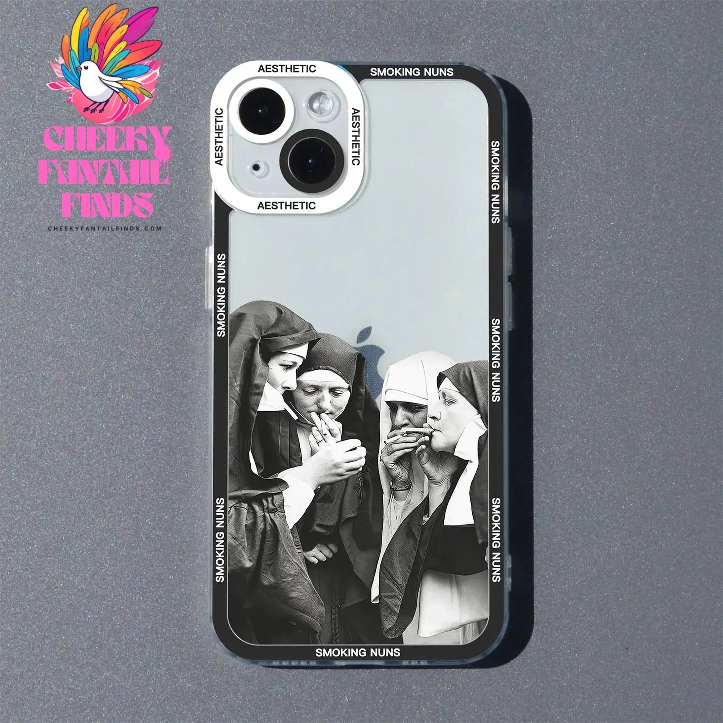 Smoking Nuns Art Aesthetic Phone Case For iPhone 16 15 14 13 12 11 Pro Max Mini XS X XR SE 7 8 Plus Soft Cover Cheeky Fantail Finds
