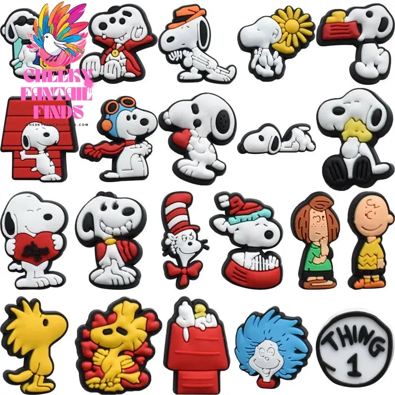 Snoopy Shoe Charms Cartoon Clogs Sandals PVC Shoe Decorations Accessories Buckle Kids Christmas Birthday Gifts - Cheeky Fantail Finds