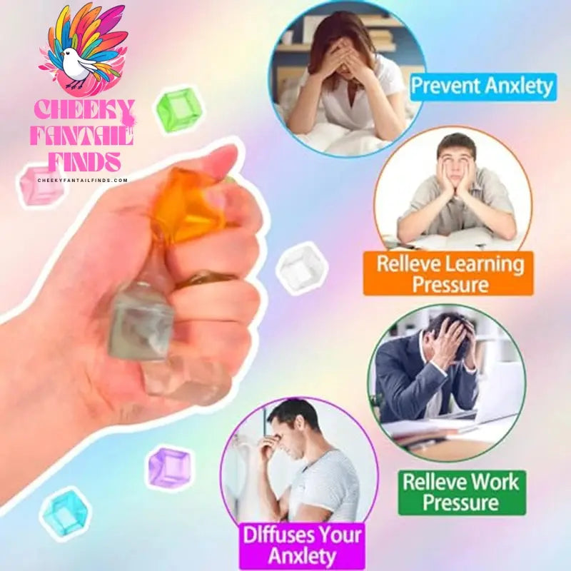 Square Ice Stress Ball Fidget Toys Stress Relief ADHD Autism Sensory Toys Soft Squishy Toys Party Favors Gifts for Kids Adults Cheeky Fantail Finds